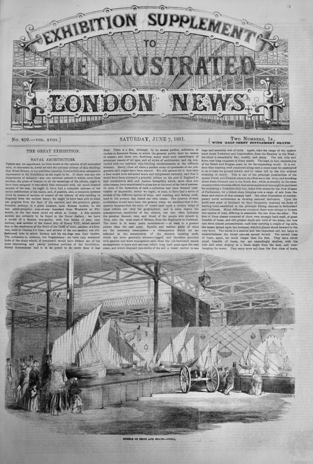 Great Exhibition Supplement to the Illustrated London News, June 7th, 1851.