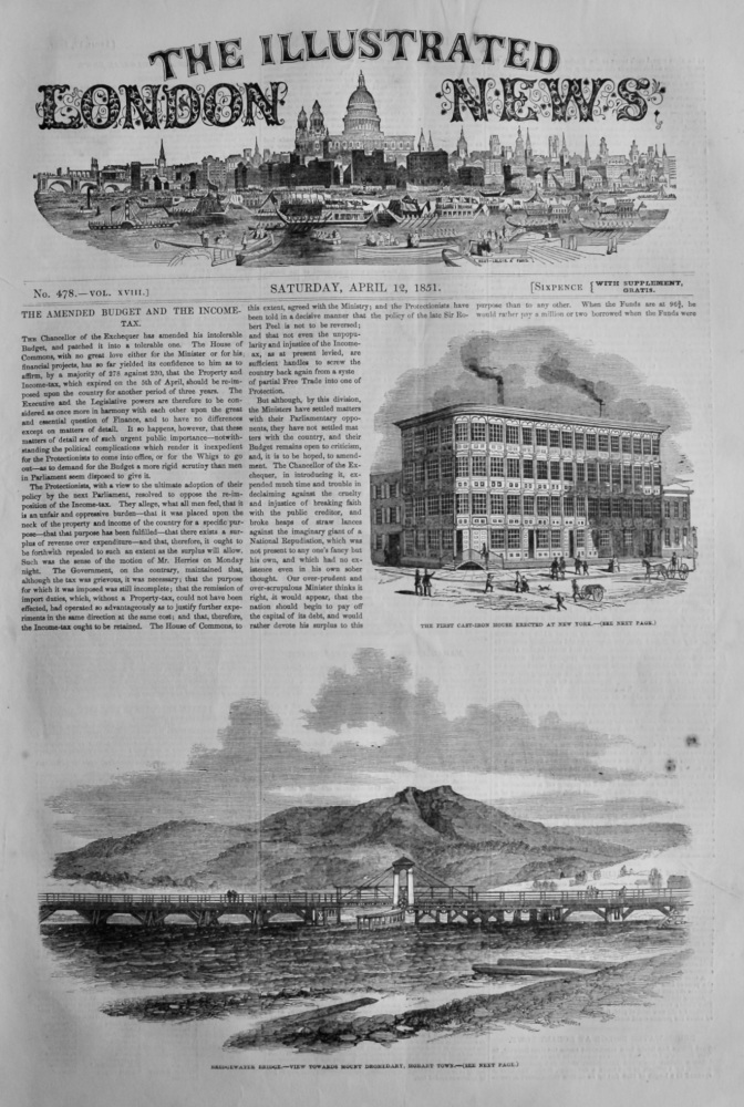 Illustrated London News, April 12th  1851. 