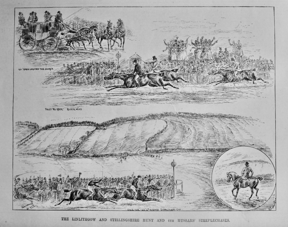 The Linlithgow and Stirlingshire Hunt and 4th Hussars; Steeplechases.  1887.