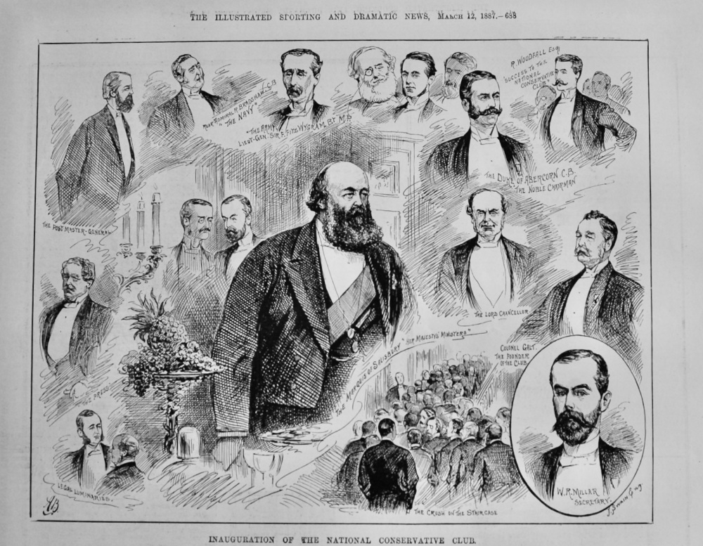 Inauguration of the National Conservative Club.  1887.