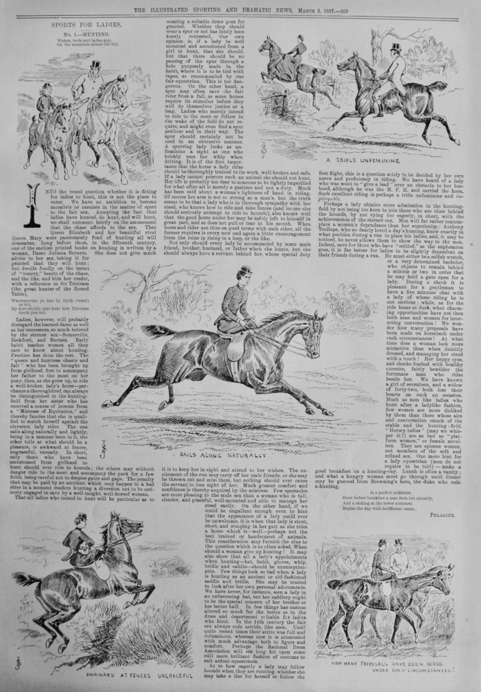 Sports for Ladies.  No. 1.-  Hunting.  1887.