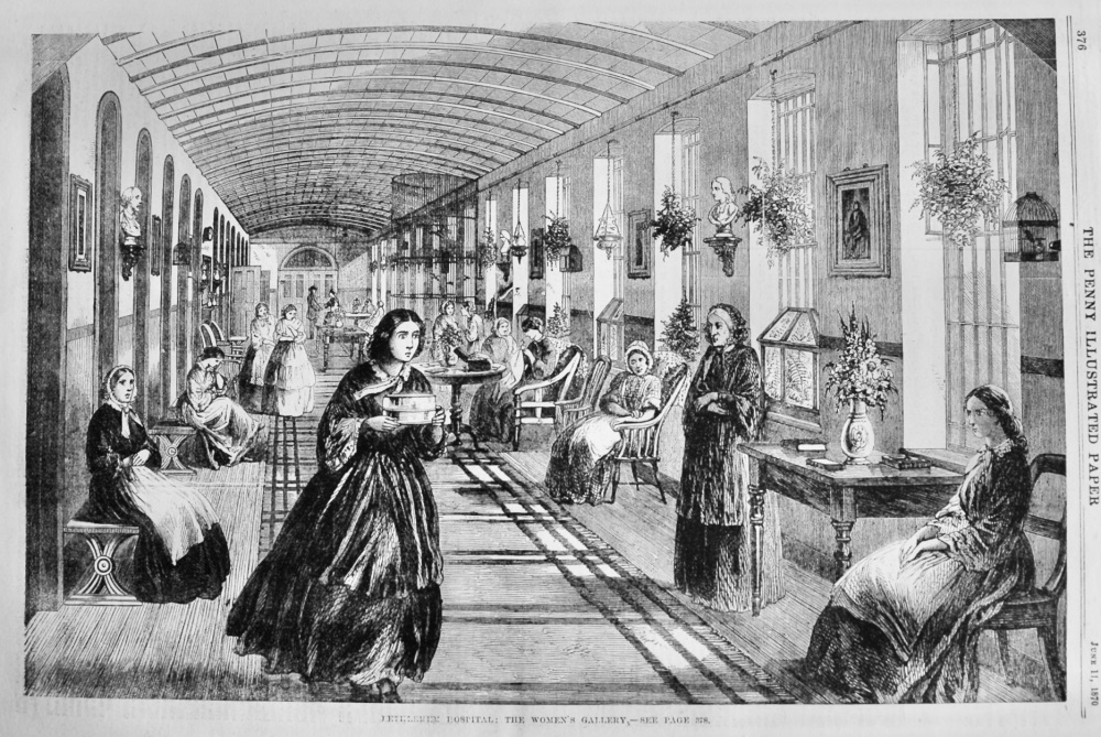 Bethlehem Hospital :  The Women's Gallery.  1870.
