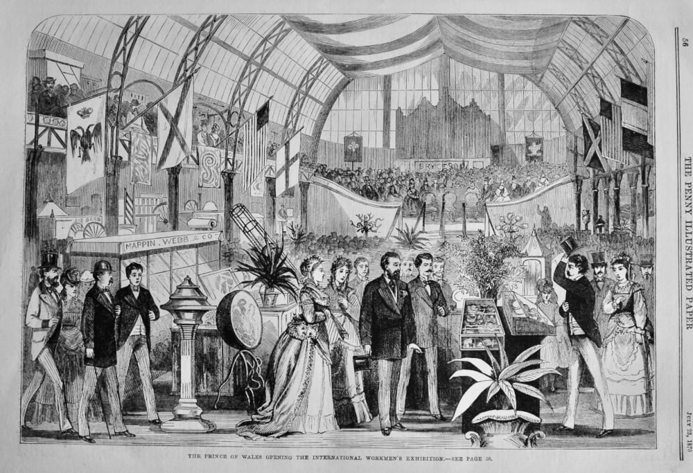 The Prince of Wales Opening the International Workmen's Exhibition.  1870.