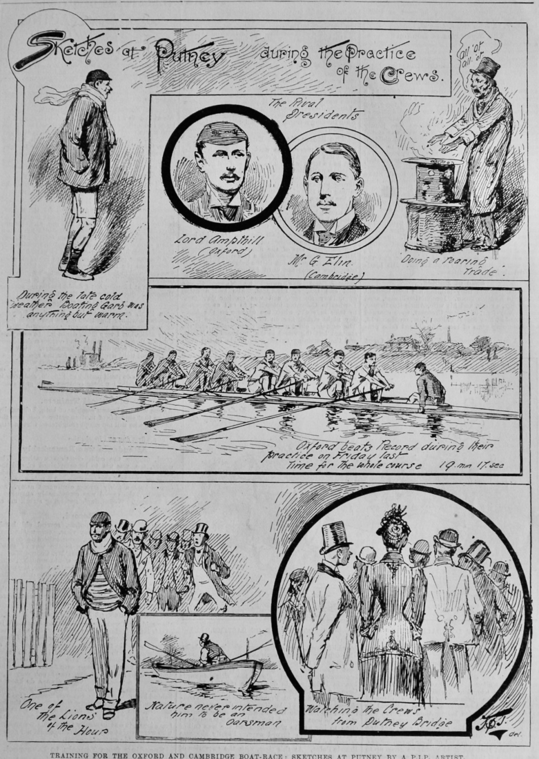Training for the Oxford and Cambridge Boat-Race :  Sketches at Putney by a 