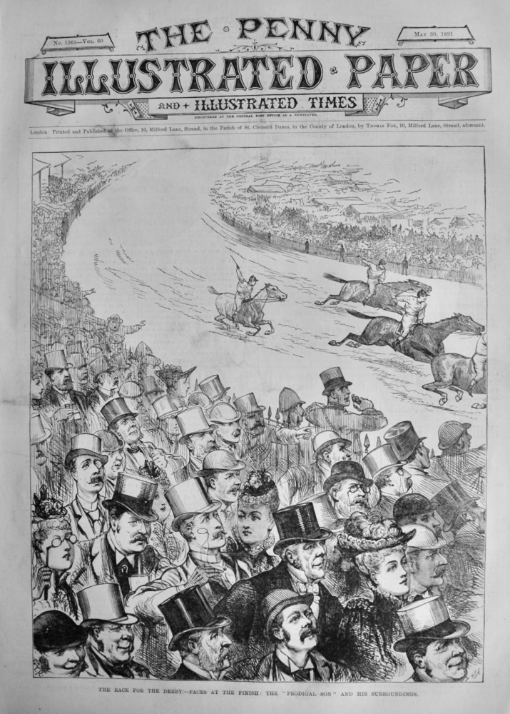 The Race for the Derby.- Faces at the Finish :  The "Prodigal Son" and his Surroundings.  1891.