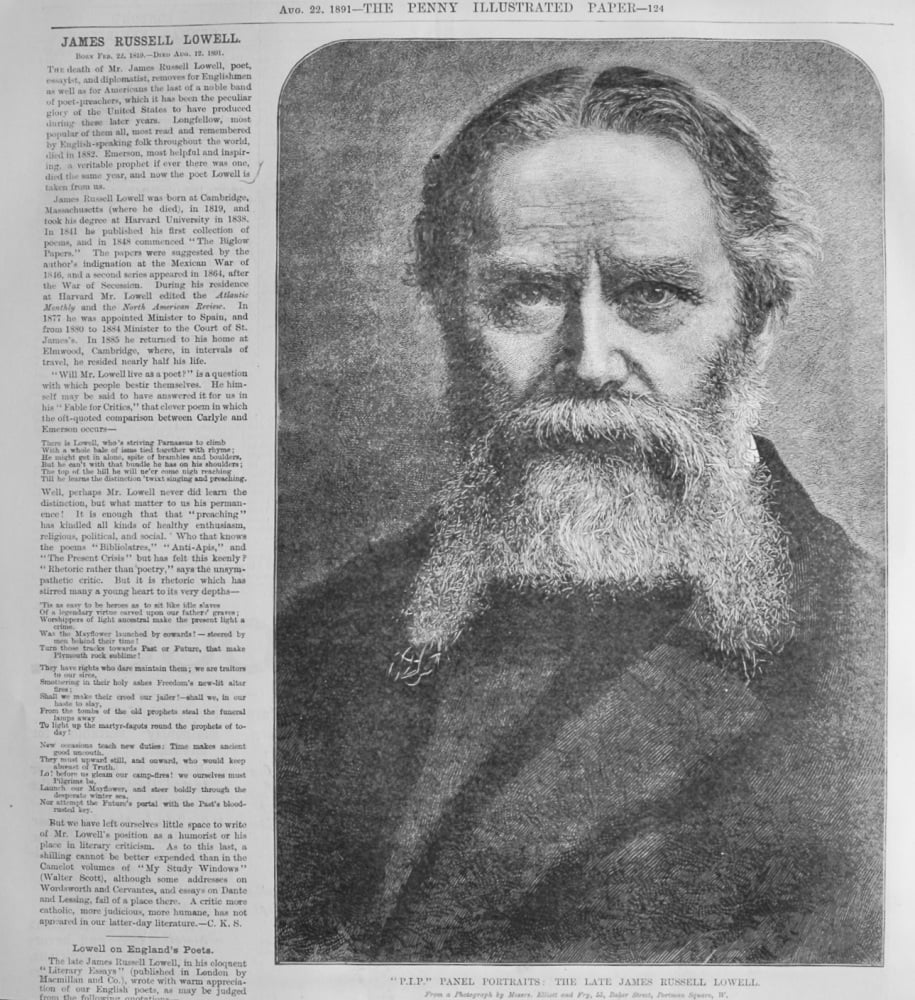 The Late James Russell Lowell.  1891.