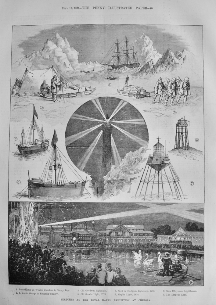 Sketches at the Royal Naval Exhibition at Chelsea.  1891.
