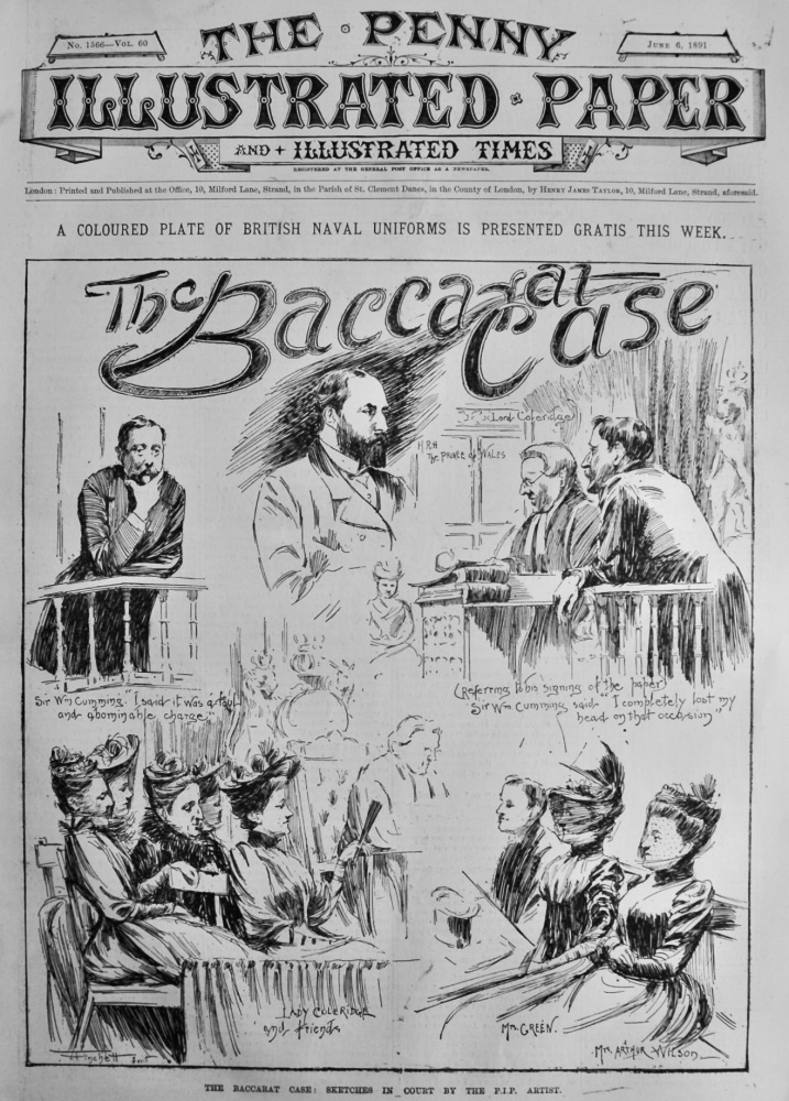 The Baccarat Case :  Sketches in Court by the P.P. Artist.  1891.