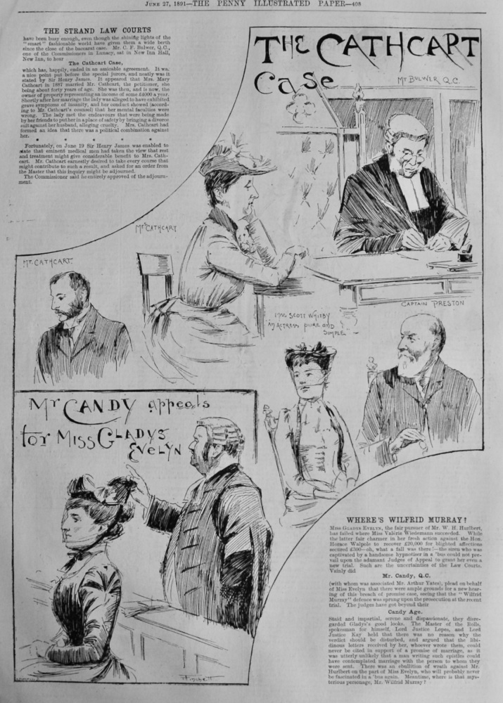 The Cathcart Case.    &    Mr. Candy appeals for Miss Glady's Evelyn.  1891.