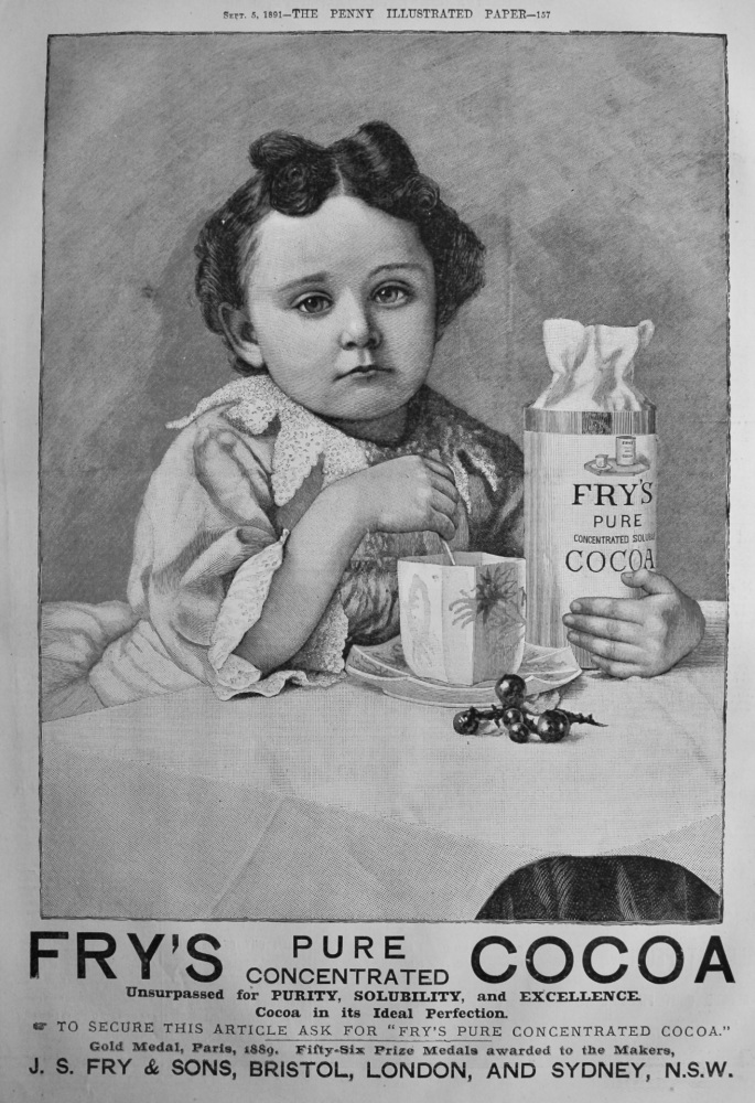 Fry's Pure Concentrated Cocoa.  1891.
