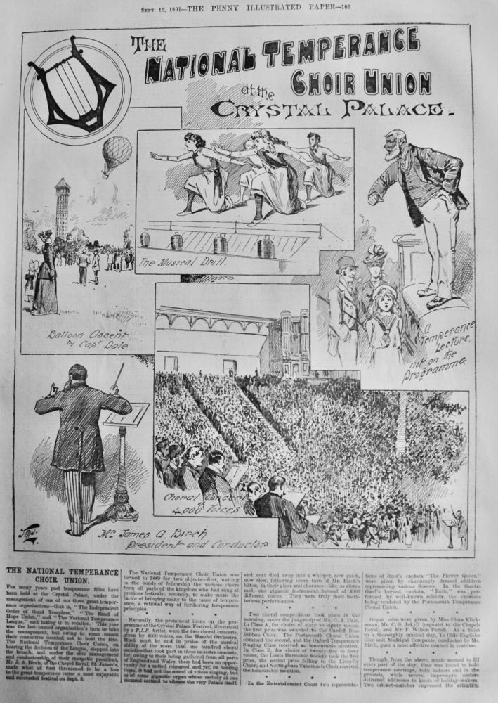 The National Temperance Choir Union at the Crystal Palace. September 8th, 1891.