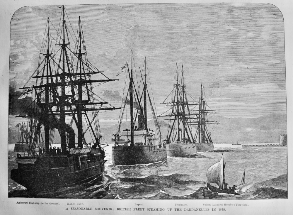 A Seasonable Souvenir :  British Fleet Steaming up the Dardanelles in 1878. 