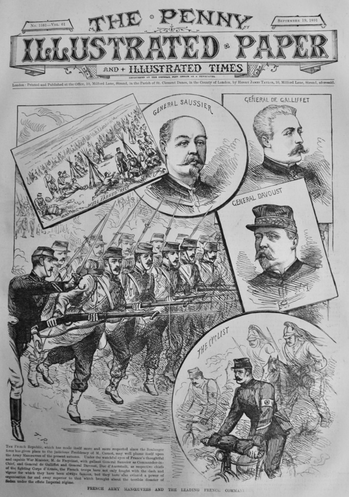 French Army Manoeuvres and the Leading French Commanders.  1891.