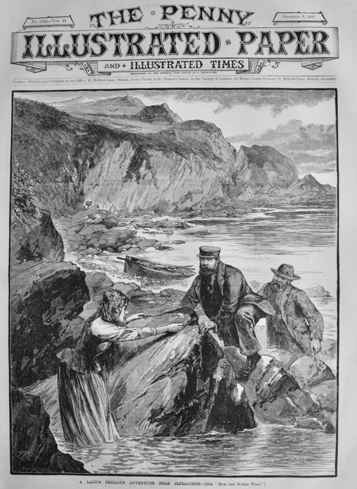A Lady's Perilous Adventure near Ilfracombe.  1891.