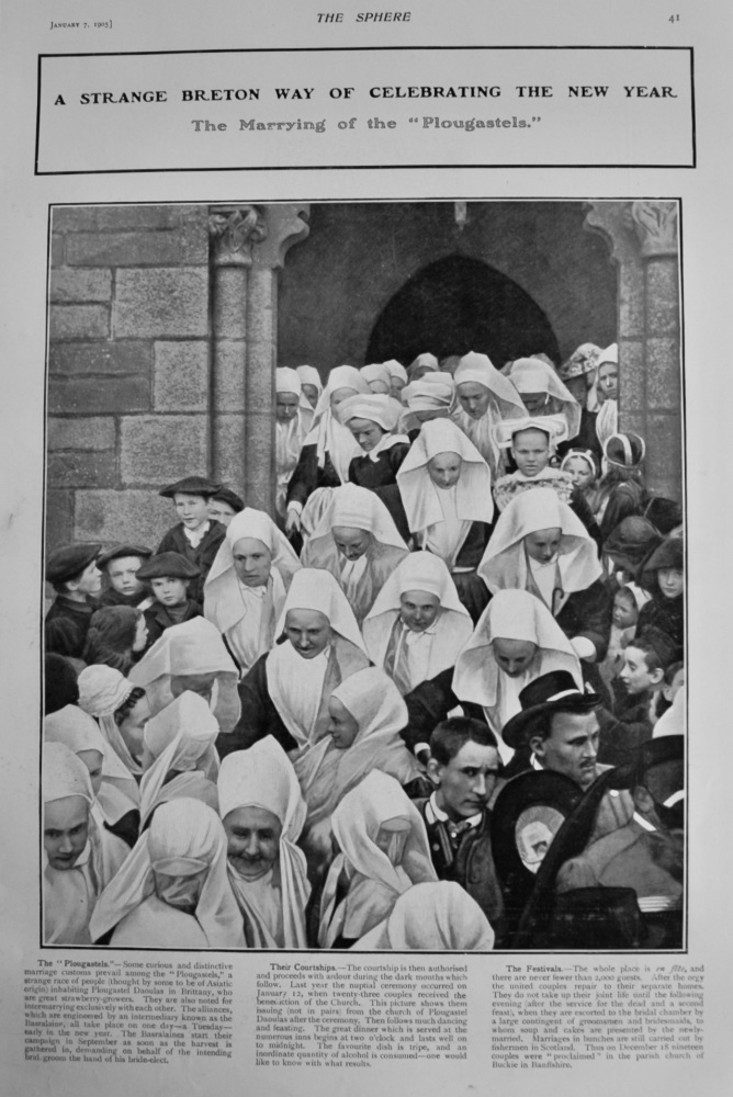 A Strange Breton Way of Celebrating the New Year : The Marrying of the "Plougastels."  1905.