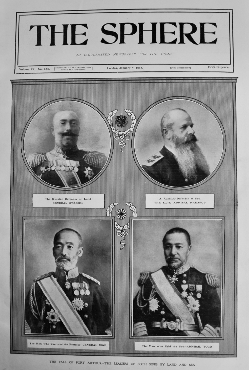 The Fall of Port Arthur - The Leaders of Both Sides by Land and Sea.  1905.