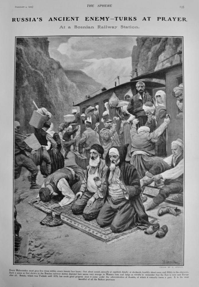 Russia's Ancient Enemy - Turks at Prayer.  1905.