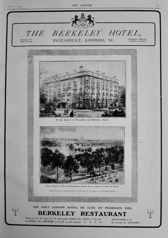 The Berkeley Hotel  1905.