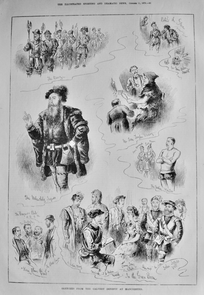 Sketches from the Calvert Benefit at Manchester.  1879.
