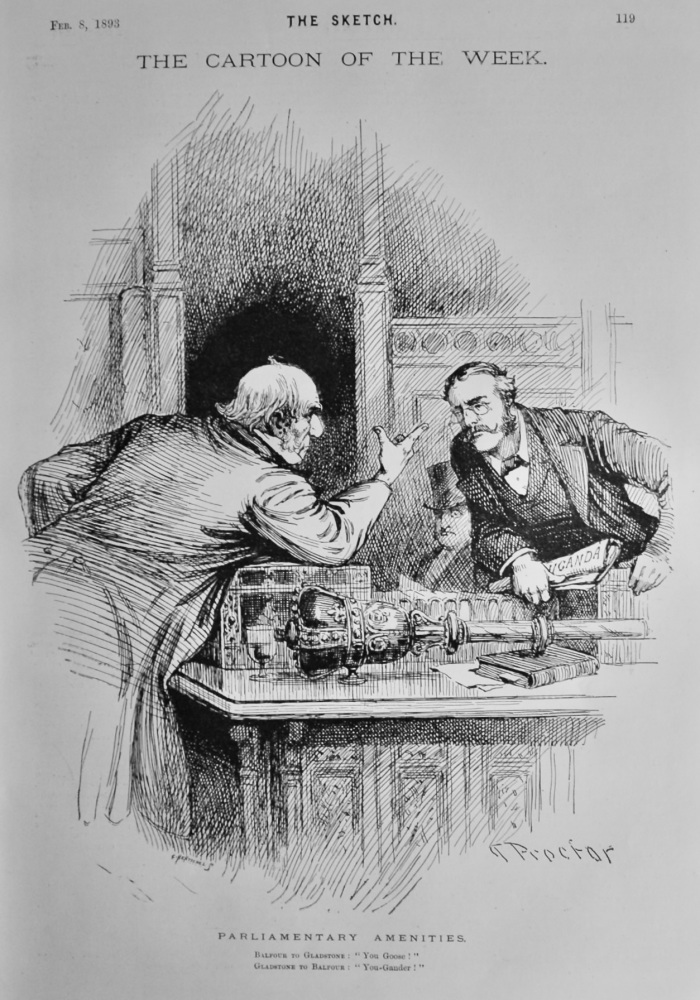 The Cartoon of the Week  :  Parliamentary Amenities.  1893.