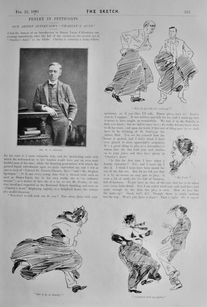 Penley in Petticoats.  :  Our Artist Interviews "Charley's Aunt."  1893.