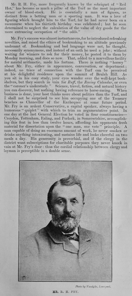 Mr. R. H. Fry (Bookmaker)  1893.