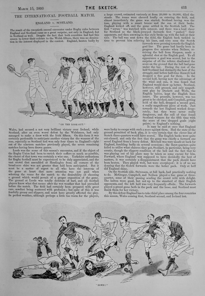 The International Football Match : England v. Scotland. 1893.  (Rugby).