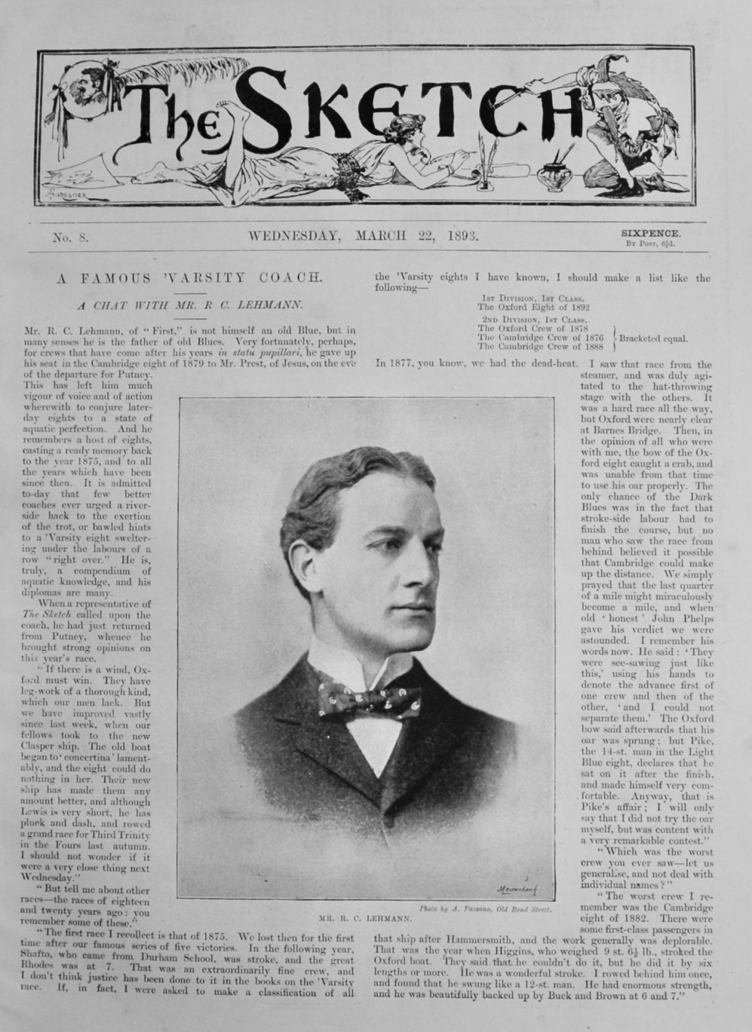 A Famous 'Varsity Coach. A Chat with Mr. R. C. Lehmann.  (Rowing)  1893.
