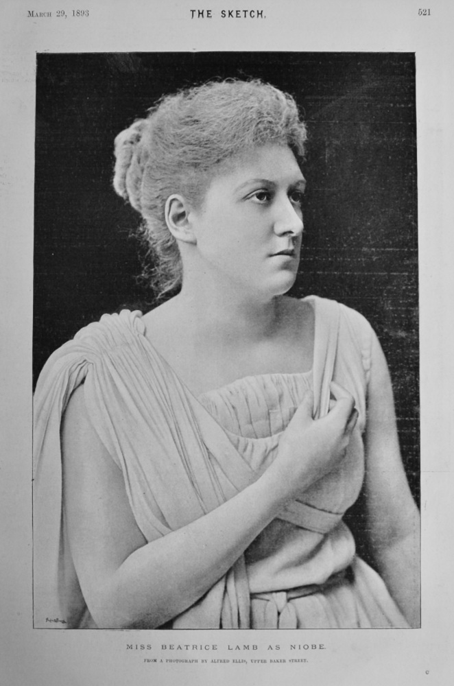 Miss Beatrice Lamb as Niobe. 1893.