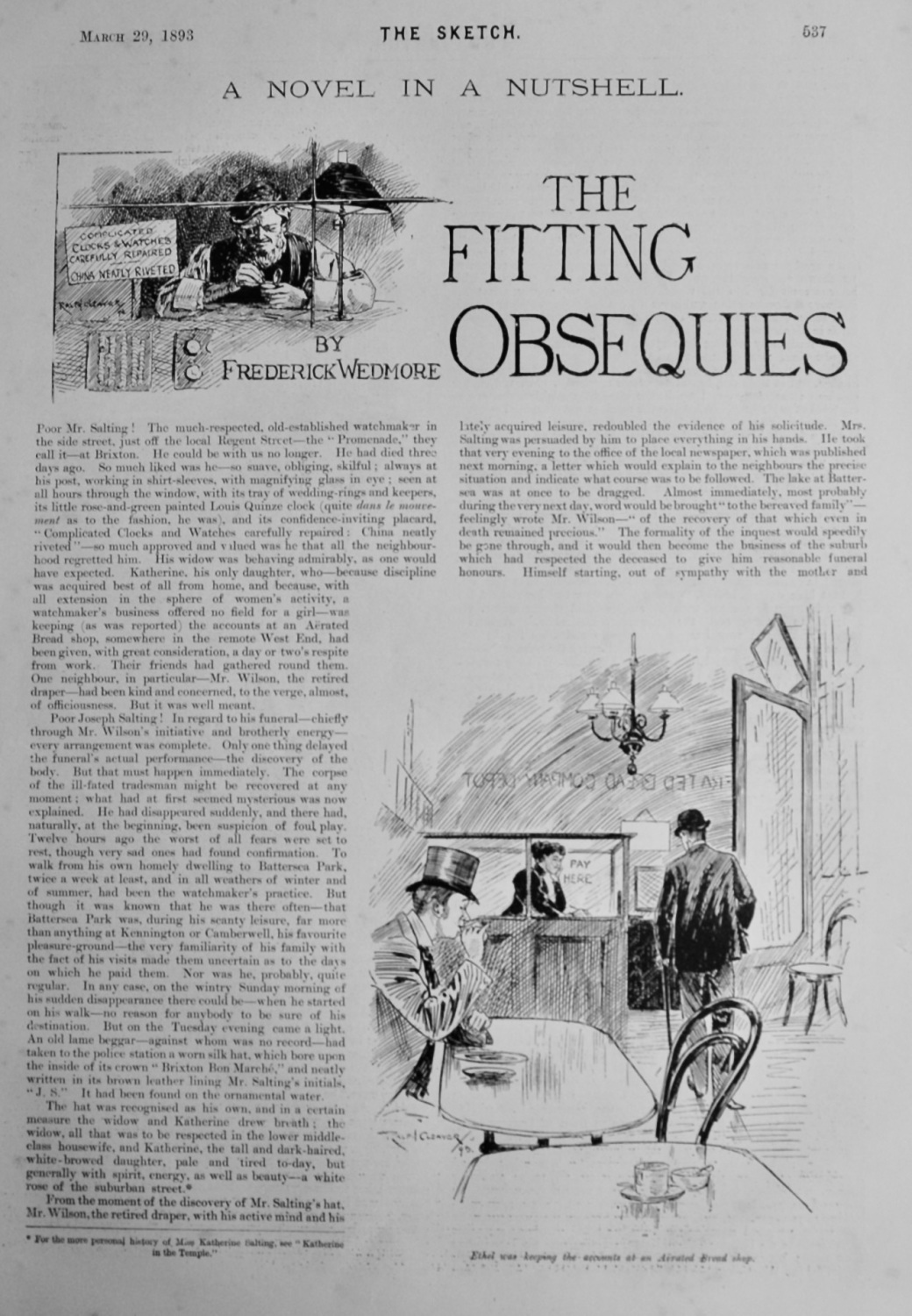 A Novel in a Nutshell.  :  The Fitting Obsequies. Written by Frederick Wedm