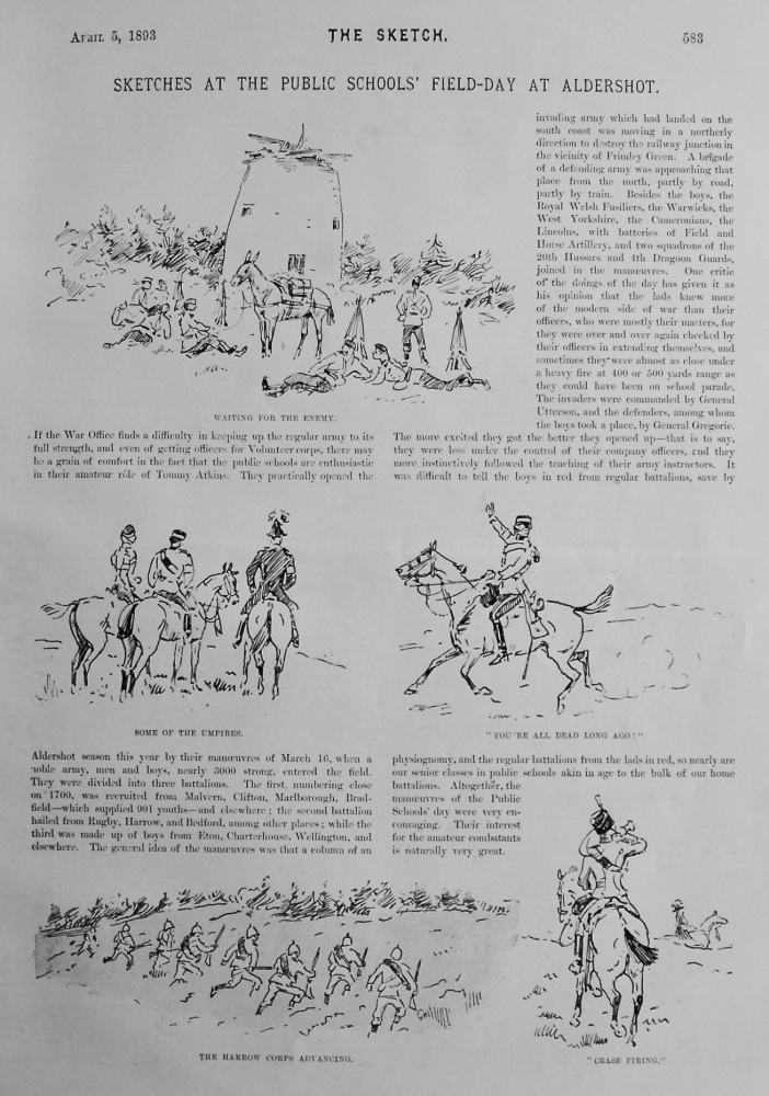 Sketches at the Public Schools' Field-Day at Aldershot.  1893.