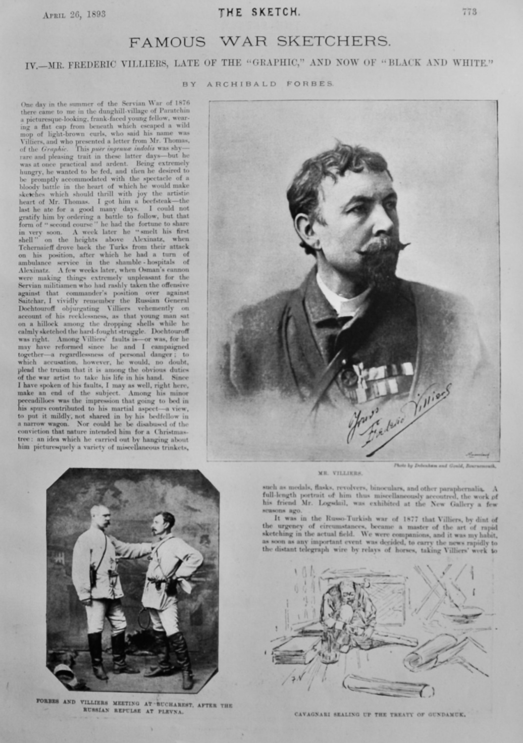 Favourite War Sketchers. :  Mr. Frederick Villiers.  1893.