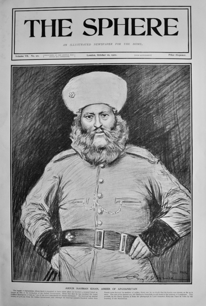 Abdur Rahman Khan, Ameer of Afghanistan.  1901.