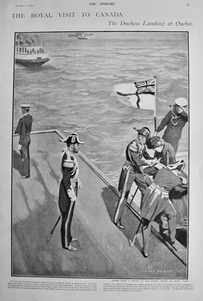 The Royal Visit to Canada :  The Duchess Landing at Quebec.  1901.