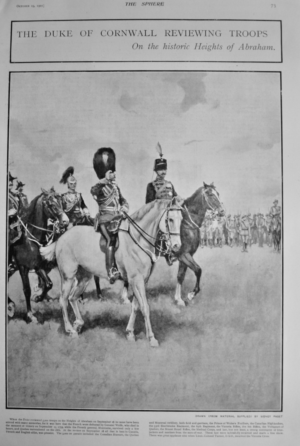The Duke of Cornwall Reviewing Troops  on the Historic Heights of Abraham. 