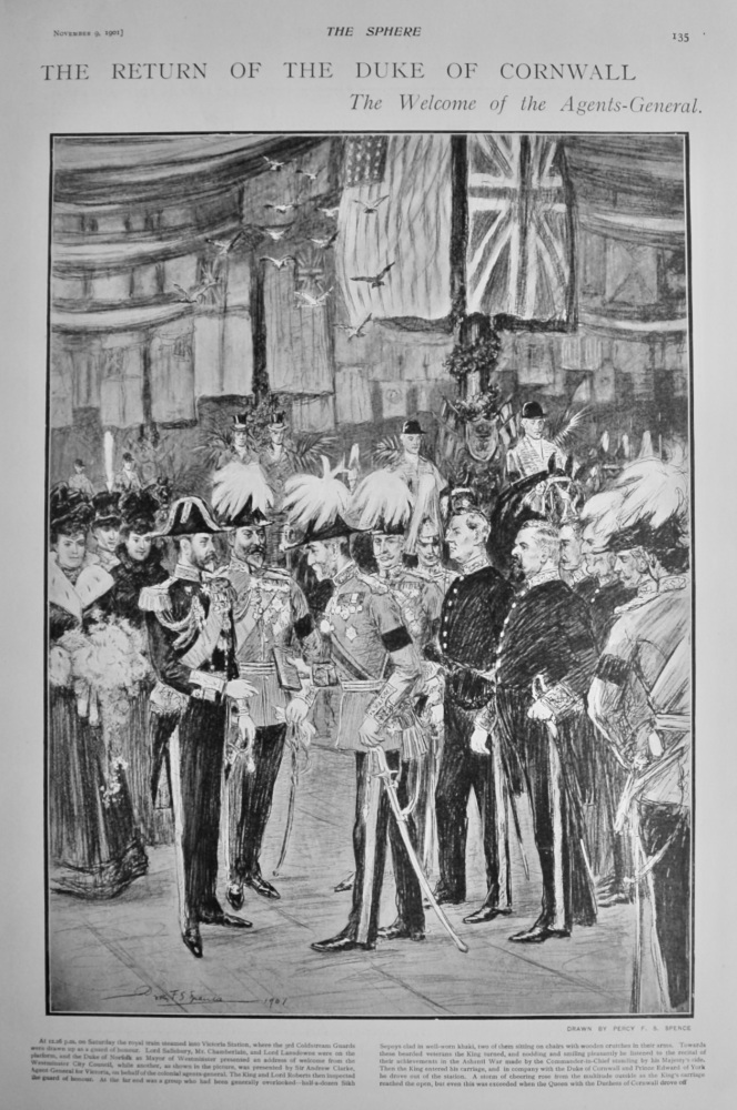 The Return of the Duke of Cornwall :  The Welcome of the Agents-General.  1901.