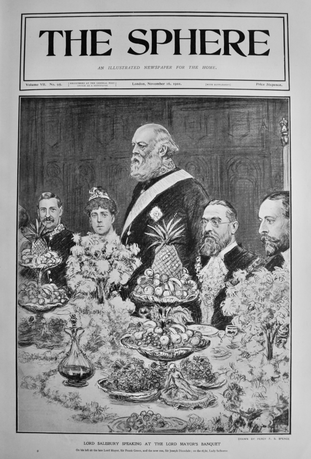 Lord Salisbury Speaking at the Lord Mayor's Banquet.  1901.