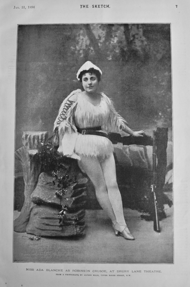 Miss Ada Blanche as Robinson Crusoe, at Drury Lane Theatre.  1894.