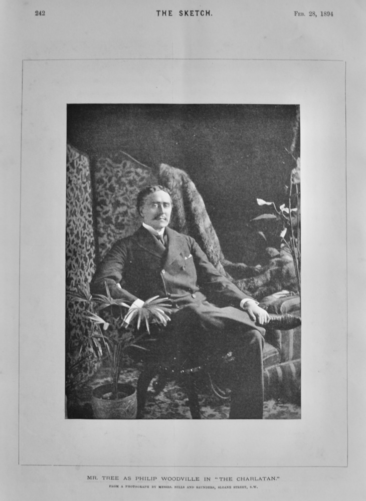 Mr. Tree as Philip Woodville in "The Charlatan."  1894.