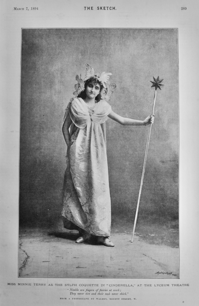 Miss Minnie Terry as the Sylph Coquette in "Cinderella," at the Lyceum Theatre.  1894.