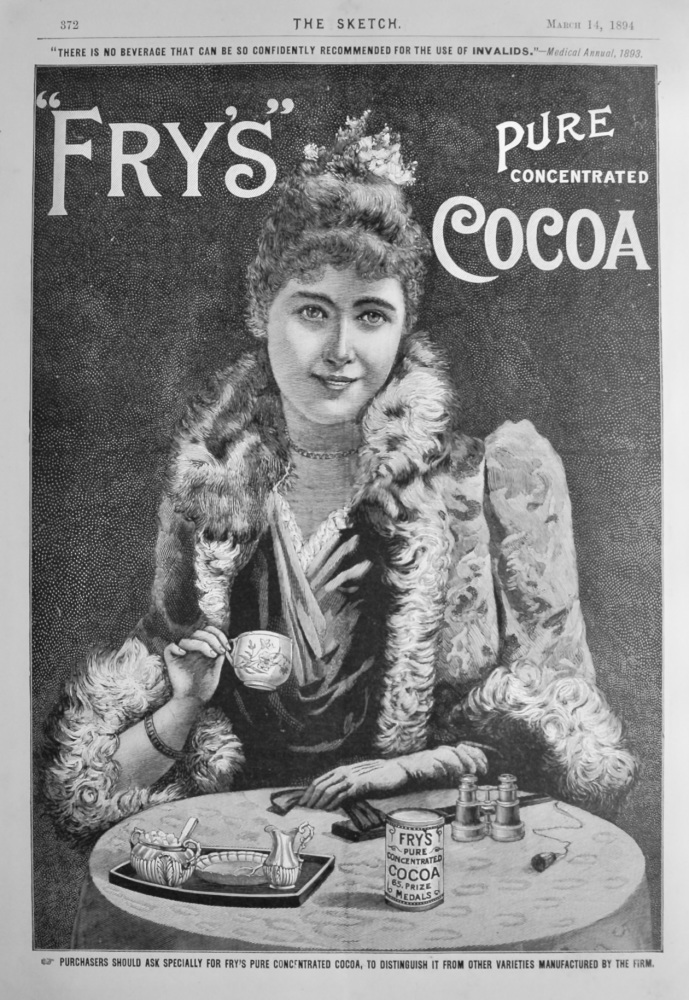 "Fry's" Pure Concentrated Cocoa.  1894.