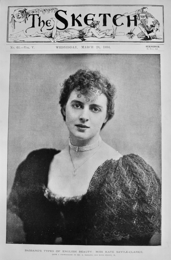 Bassano's Types of English Beauty  :  Miss Kate Savile-Clarke.  1894.
