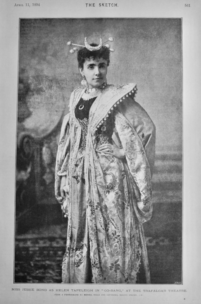 Miss Jessie Bond as Helen Tapeleigh in "Go-Bang," at the Trafalgar Theatre.  1894.