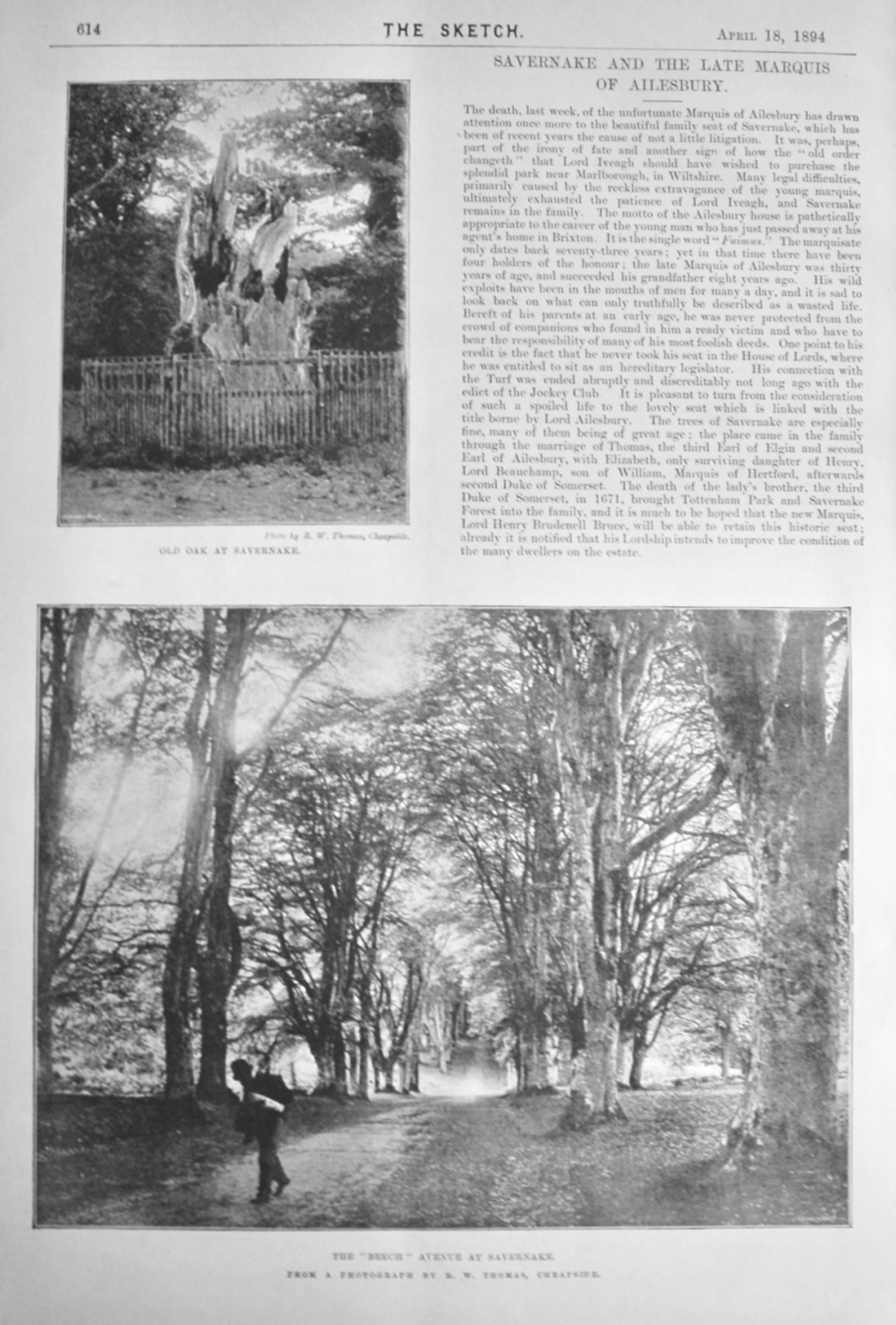 Savernake and the Late Marquis of Ailesbury.  1894.