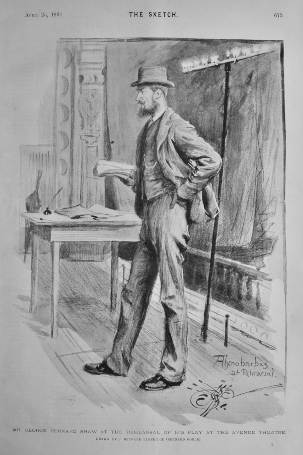 Mr. George Bernard Shaw at the Rehearsal of His Play at the Avenue Theatre.