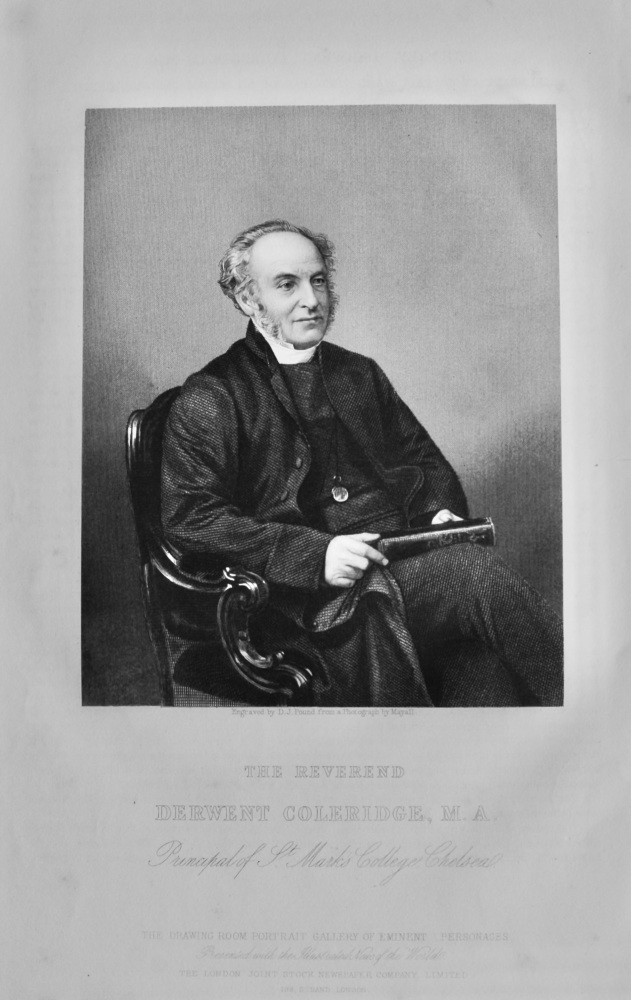 The Reverend Derwent Coleridge,  M.A. Principal of St. Mark's College, Chelsea.  1860c.