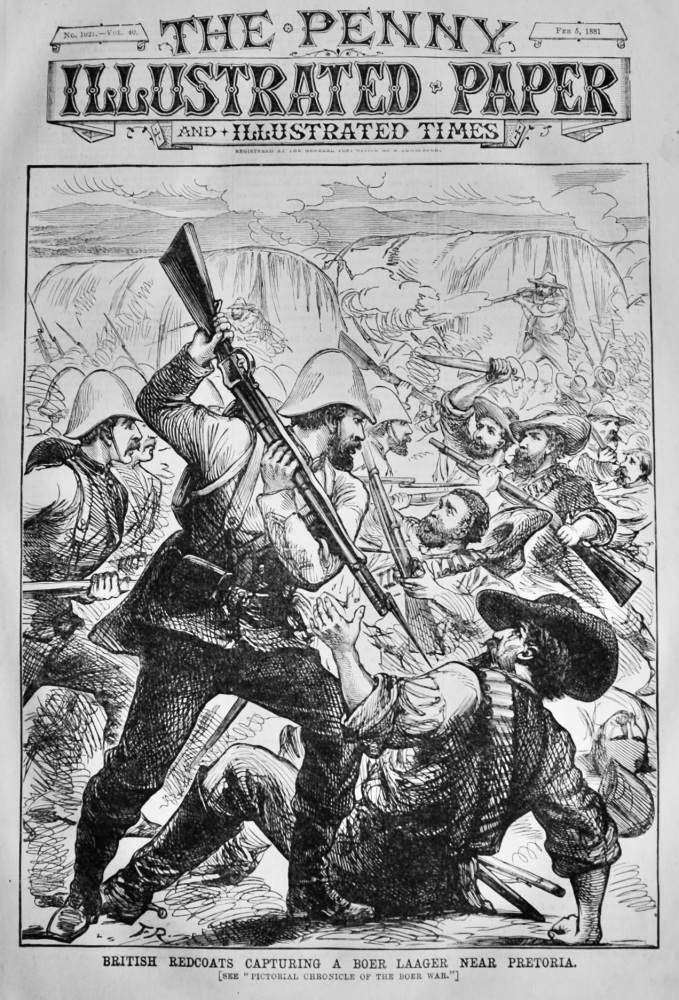 British Redcoats Capturing a Boer Laager near Pretoria.  1881.