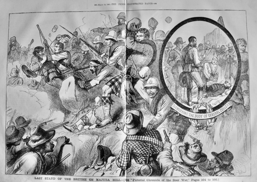 Last Stand of the British on Majuba Hill.  1881.