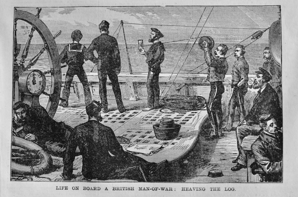 Life on Board a British Man-Of-War :  Heaving the Log.  1881.