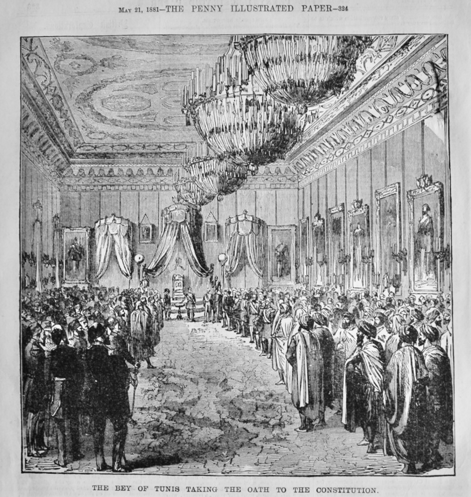 The Bey of Tunis taking the Oath to the Constitution.  1881.